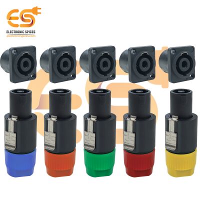 Combo of NL4FC 4 Pole Speakon Male Cable Connector with Cable Female Connector (Multicolor)